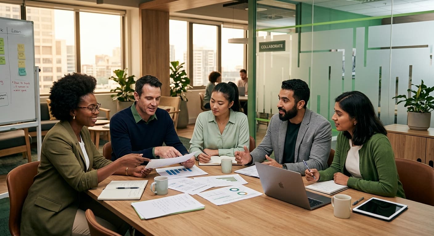 Tax professionals reviewing client documents together